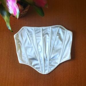White Satin Corset Crop Top | Shein